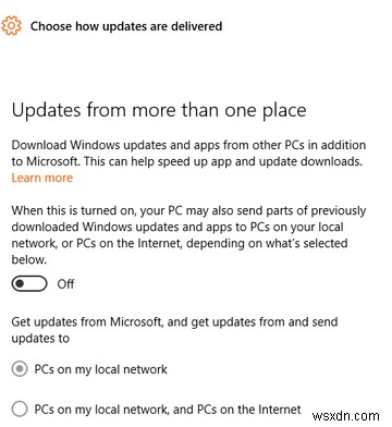 Ngừng cho phép Microsoft sử dụng PC của bạn để chia sẻ tệp 