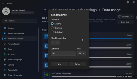 Cách giám sát và đặt giới hạn sử dụng dữ liệu trong Windows 11 