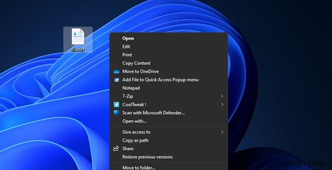 Cách thêm tùy chọn bản sao vào khay nhớ tạm cho tệp văn bản vào menu ngữ cảnh của Windows 11 