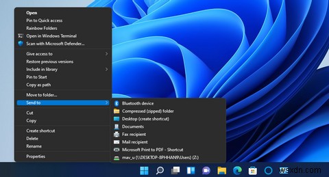 Cách thêm phím tắt mới vào menu gửi tới trong Windows 11 