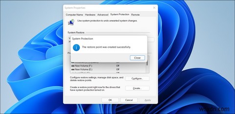 Cách tạo điểm khôi phục trong Windows 11 