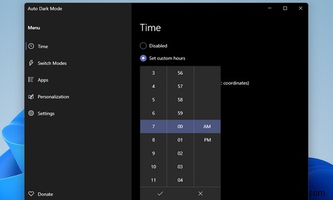 Cách lập lịch thời gian chế độ sáng và tối trong Windows 11 