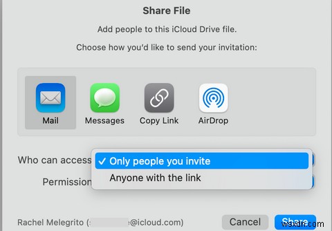 Cách chia sẻ tệp và thư mục từ iCloud 
