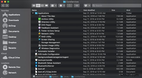 Phân tích Thư mục CoreServices ẩn trong macOS 