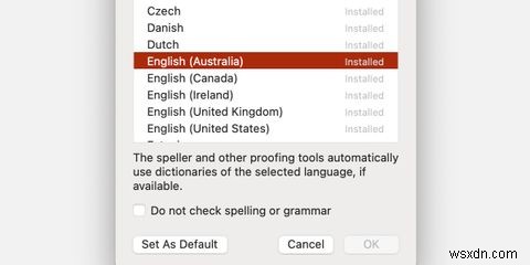 Cách thay đổi ngôn ngữ kiểm tra chính tả trong 5 bộ Office trên máy Mac 