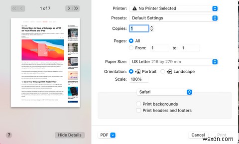3 cách dễ dàng để lưu trang web dưới dạng PDF bằng Safari trên máy Mac 
