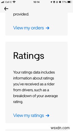 Bây giờ bạn có thể xem bảng phân tích chi tiết về xếp hạng Uber của mình