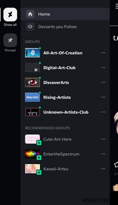 DeviantArt thêm thanh bên và nhóm vào ứng dụng di động của nó 
