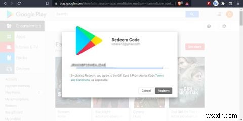 Cách đổi mã khuyến mại và thẻ quà tặng trên Google Play 