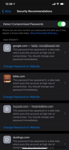 Cách xem và quản lý mật khẩu thỏa hiệp trên iPhone của bạn 