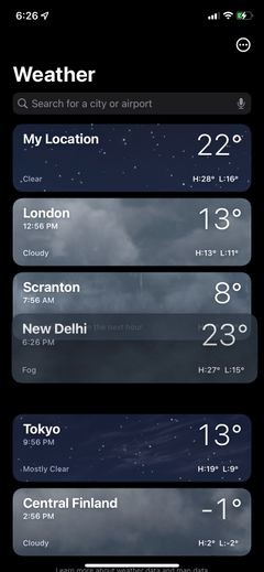 Cách thêm, sắp xếp lại và xóa vị trí trong ứng dụng thời tiết trên iPhone 