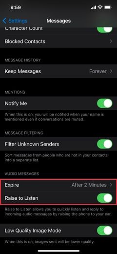 Cách ngăn tin nhắn âm thanh iMessage hết hạn 