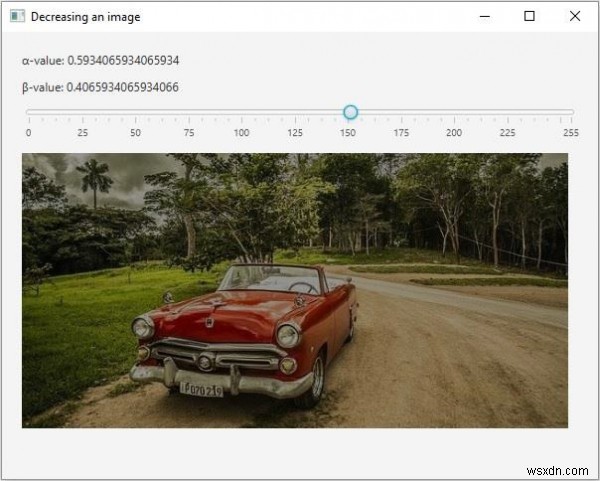 Ví dụ về JavaFX để giảm độ sáng của hình ảnh bằng OpenCV. 