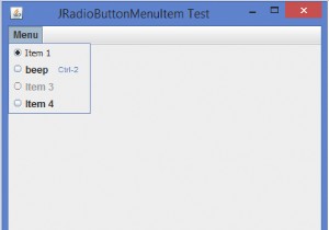 Làm thế nào để hiển thị một JRadioButtonMenuItem trong Java? 