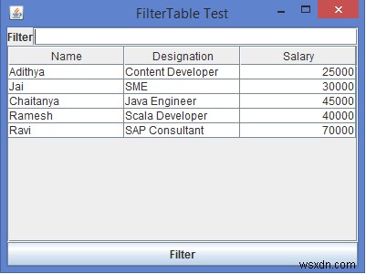 Làm thế nào chúng ta có thể lọc một JTable trong Java? 