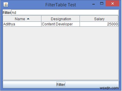 Làm thế nào chúng ta có thể lọc một JTable trong Java? 