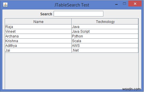 Làm cách nào để triển khai chức năng tìm kiếm của JTable trong Java? 