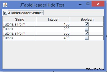 Làm cách nào chúng ta có thể hiển thị / ẩn tiêu đề bảng của JTable trong Java? 