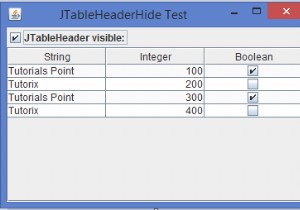 Làm cách nào chúng ta có thể hiển thị / ẩn tiêu đề bảng của JTable trong Java? 