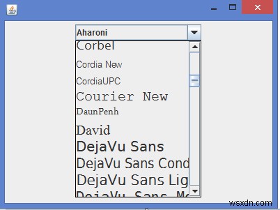Làm cách nào để hiển thị các mục phông chữ khác nhau bên trong JComboBox trong Java? 
