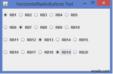 Làm thế nào chúng ta có thể căn chỉnh các JRadioButtons theo chiều ngang trong Java? 