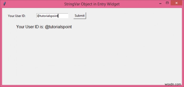 Làm thế nào để sử dụng một đối tượng StringVar trong một tiện ích Entry trong Tkinter? 
