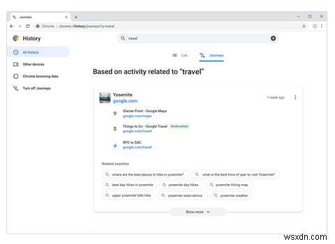 Cách sử dụng Hành trình của Chrome để Tiếp tục Tìm kiếm trên Internet Cũ 