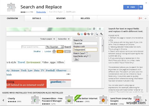 Tìm kiếm và thay thế văn bản trong Chrome để tăng năng suất trực tuyến của bạn 