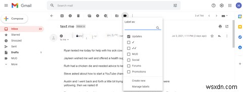 Cách tạo thư mục trong Gmail 