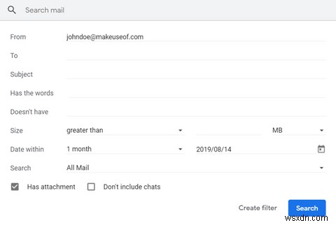 Cách tìm nhanh thư có tệp đính kèm trong Gmail 