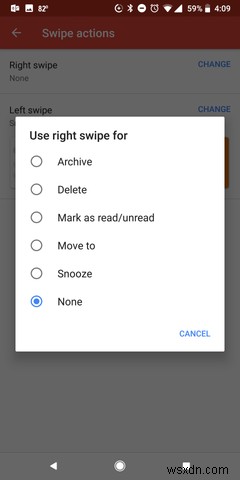 Cách tùy chỉnh hoặc tắt cử chỉ vuốt trong Gmail trên Android 