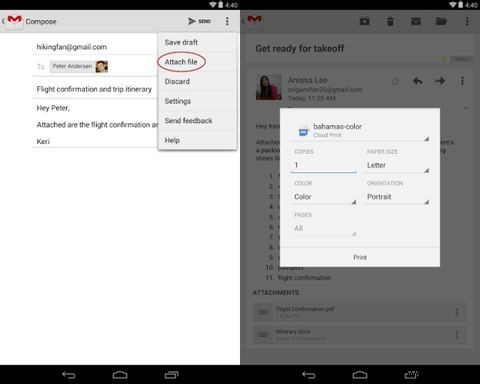 Gmail 4.7 dành cho Android Thêm Trình trả lời khi nghỉ và Cuối cùng là Tải xuống và Đính kèm bất kỳ tệp nào 