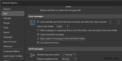 Cách ngăn Outlook lưu bản sao các email đã gửi của bạn 