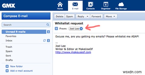 Cách đưa địa chỉ email vào danh sách trắng trong GMX