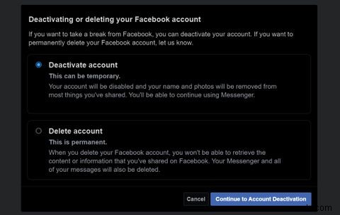 Điều gì sẽ xảy ra khi bạn hủy kích hoạt tài khoản Facebook của mình? 