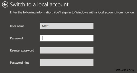 Chuyển sang chế độ riêng tư - Cách chuyển sang tài khoản cục bộ trên Windows 8.1 