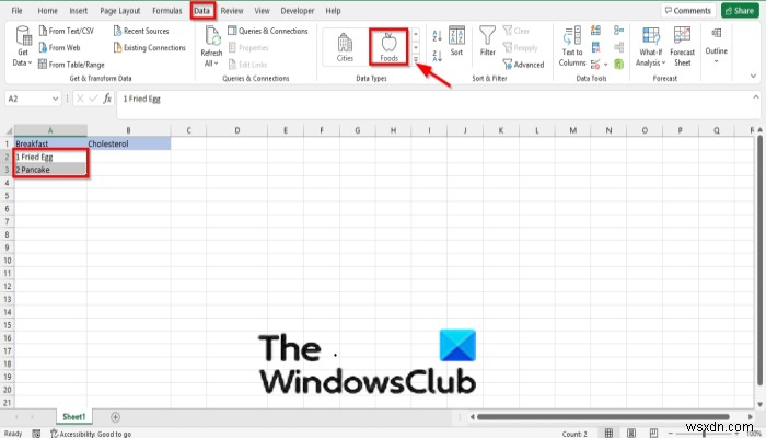 Cách sử dụng Kiểu dữ liệu thực phẩm trong Microsoft Excel 