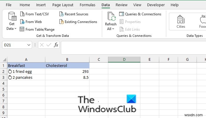 Cách sử dụng Kiểu dữ liệu thực phẩm trong Microsoft Excel 