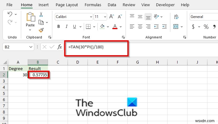 Cách sử dụng hàm TAN trong Microsoft Excel 