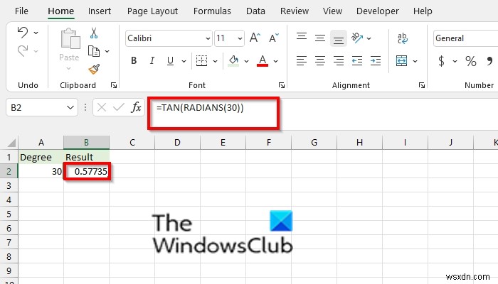 Cách sử dụng hàm TAN trong Microsoft Excel 