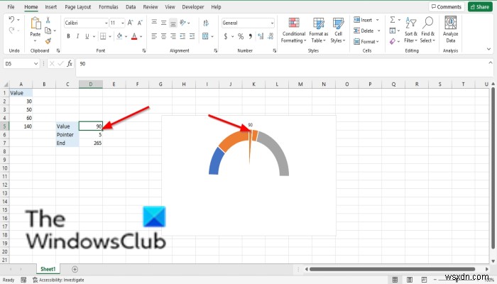 Cách tạo Biểu đồ đo trong Excel 