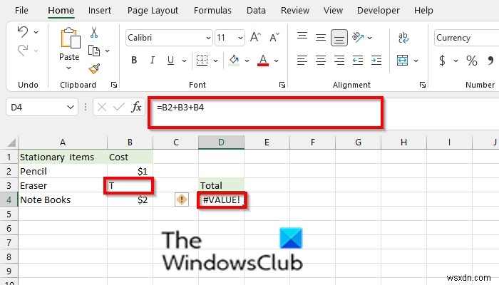 Cách sửa lỗi #VALUE trong Excel 