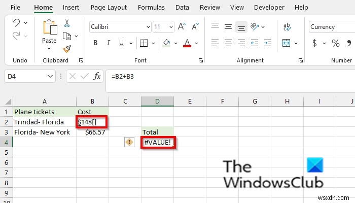 Cách sửa lỗi #VALUE trong Excel 