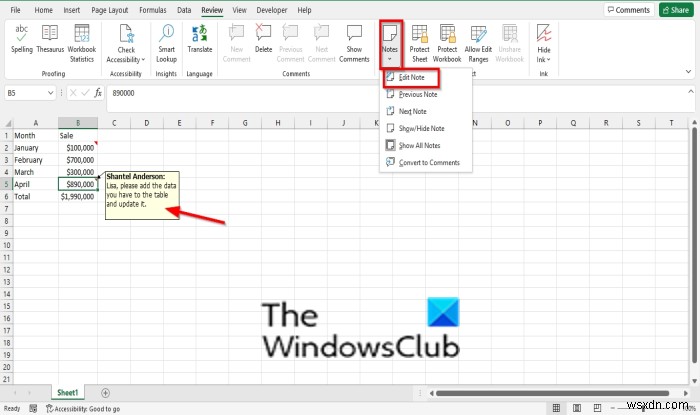 Cách thêm, chèn và sử dụng Ghi chú trong Excel