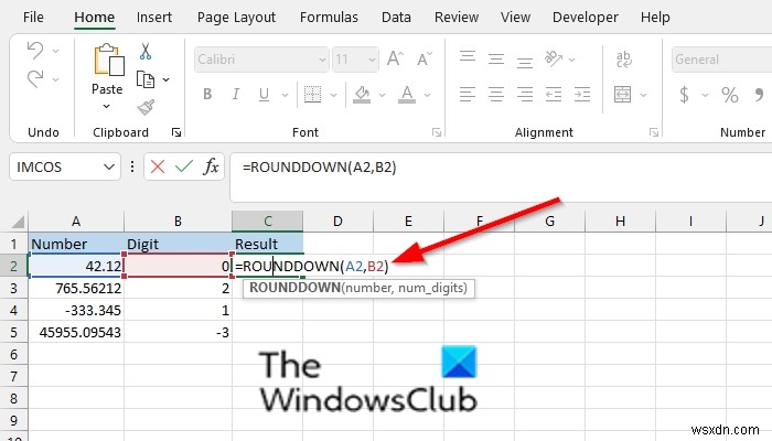 Cách sử dụng hàm ROUNDDOWN trong Excel