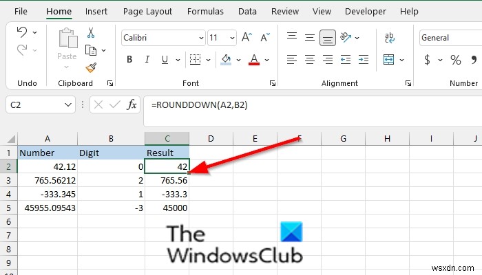 Cách sử dụng hàm ROUNDDOWN trong Excel