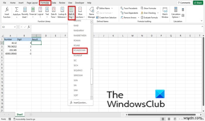 Cách sử dụng hàm ROUNDDOWN trong Excel