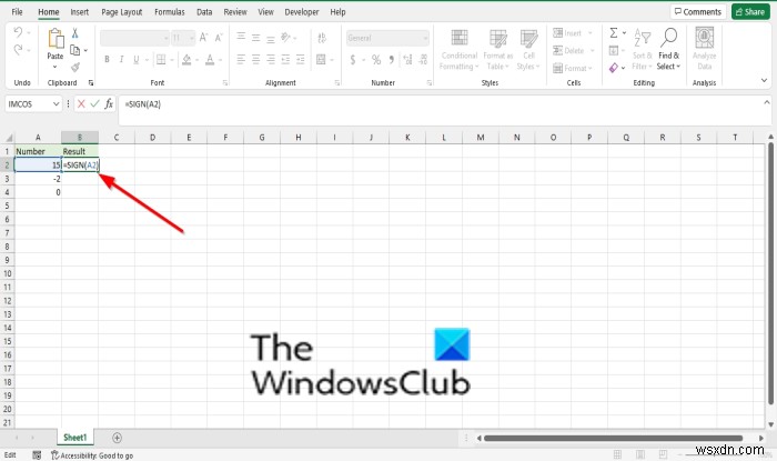 Cách sử dụng hàm SIGN trong Excel 