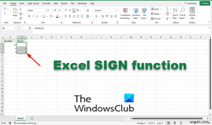 Cách sử dụng hàm SIGN trong Excel 