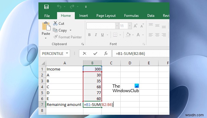 Cách trừ nhiều ô trong Excel 